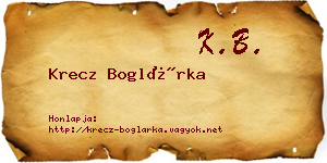 Krecz Boglárka névjegykártya